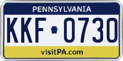 PA license plate KKF0730