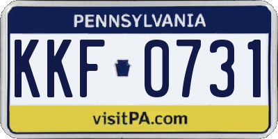 PA license plate KKF0731