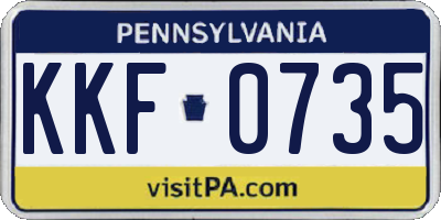 PA license plate KKF0735
