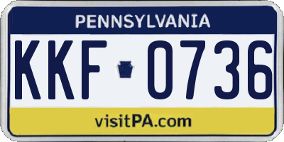 PA license plate KKF0736