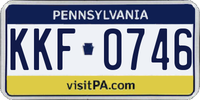 PA license plate KKF0746