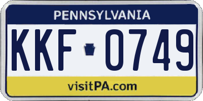 PA license plate KKF0749