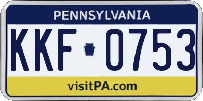 PA license plate KKF0753