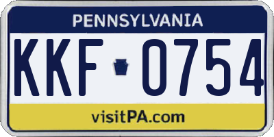 PA license plate KKF0754