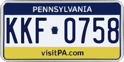PA license plate KKF0758