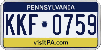 PA license plate KKF0759