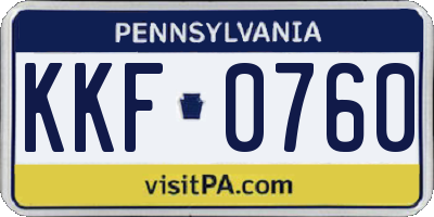 PA license plate KKF0760