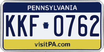PA license plate KKF0762