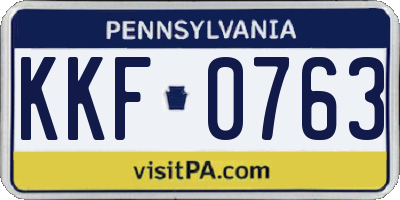 PA license plate KKF0763