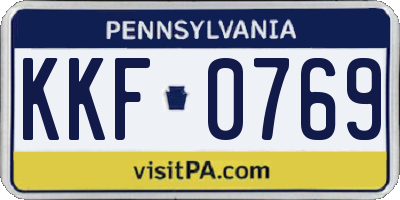 PA license plate KKF0769