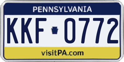 PA license plate KKF0772