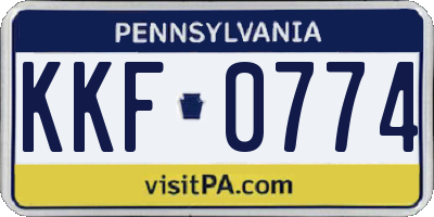 PA license plate KKF0774