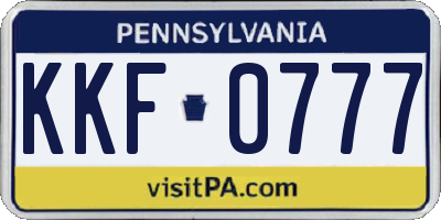 PA license plate KKF0777