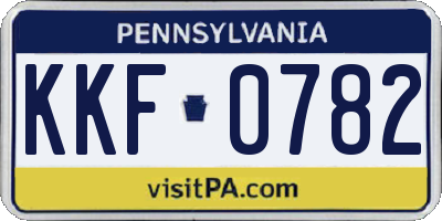 PA license plate KKF0782