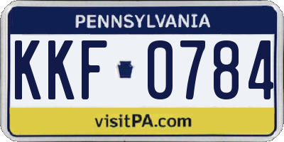 PA license plate KKF0784
