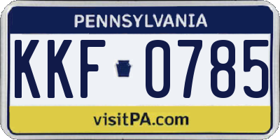 PA license plate KKF0785