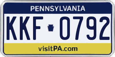 PA license plate KKF0792