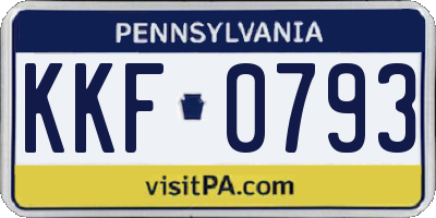 PA license plate KKF0793