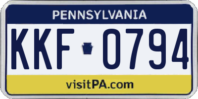PA license plate KKF0794