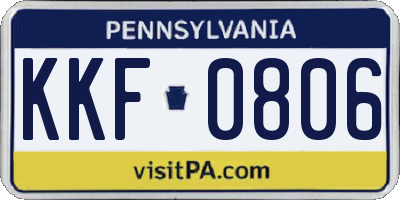 PA license plate KKF0806