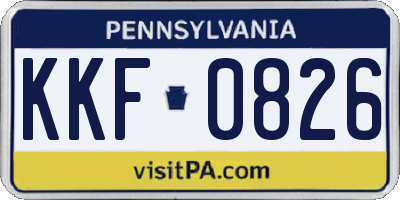 PA license plate KKF0826
