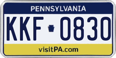 PA license plate KKF0830