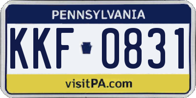 PA license plate KKF0831