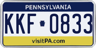 PA license plate KKF0833
