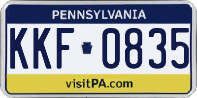 PA license plate KKF0835