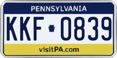 PA license plate KKF0839
