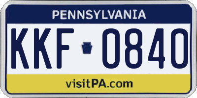 PA license plate KKF0840
