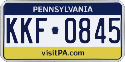 PA license plate KKF0845