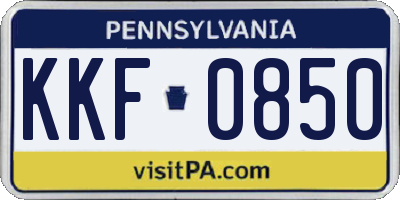 PA license plate KKF0850