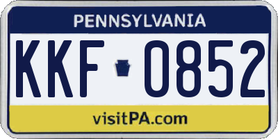 PA license plate KKF0852