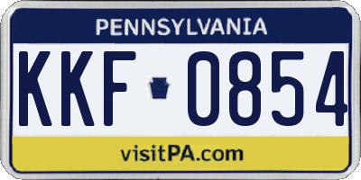 PA license plate KKF0854