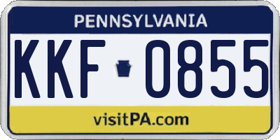 PA license plate KKF0855