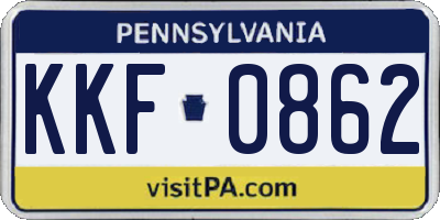PA license plate KKF0862