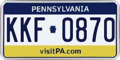 PA license plate KKF0870