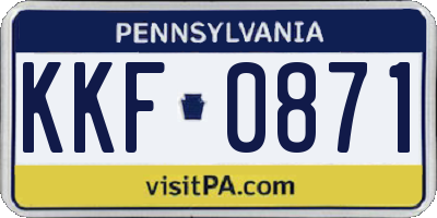 PA license plate KKF0871
