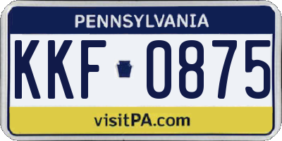 PA license plate KKF0875