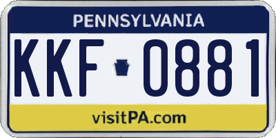 PA license plate KKF0881