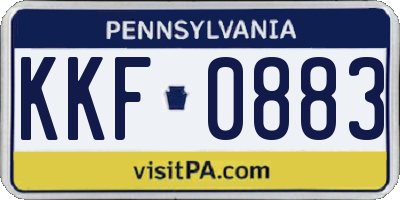 PA license plate KKF0883
