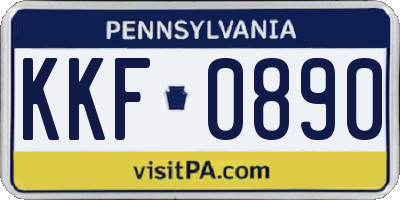 PA license plate KKF0890