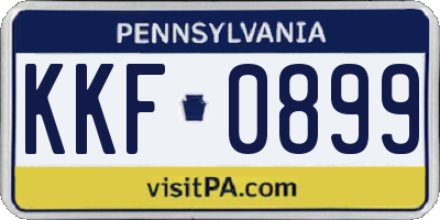 PA license plate KKF0899