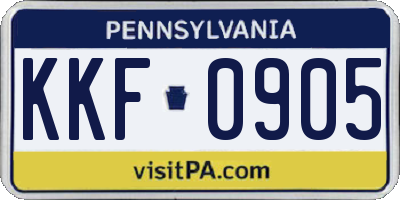 PA license plate KKF0905