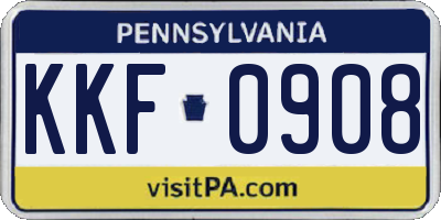 PA license plate KKF0908