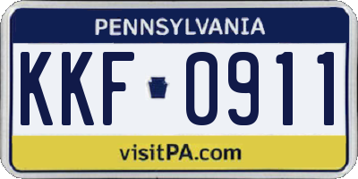 PA license plate KKF0911