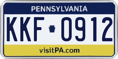 PA license plate KKF0912