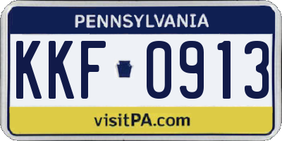 PA license plate KKF0913