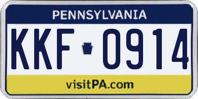 PA license plate KKF0914